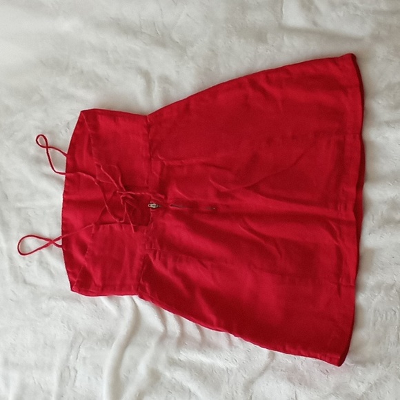 Zara red linen Blend dress - Picture 4 of 12